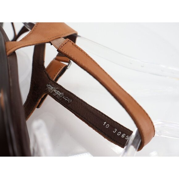 Mephisto France Women's Sandal Size 42 12 Block Heel Slingback Brown Leather - Picture 9 of 15